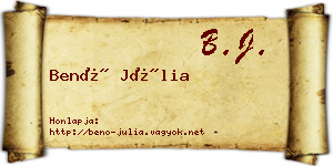 Benő Júlia névjegykártya